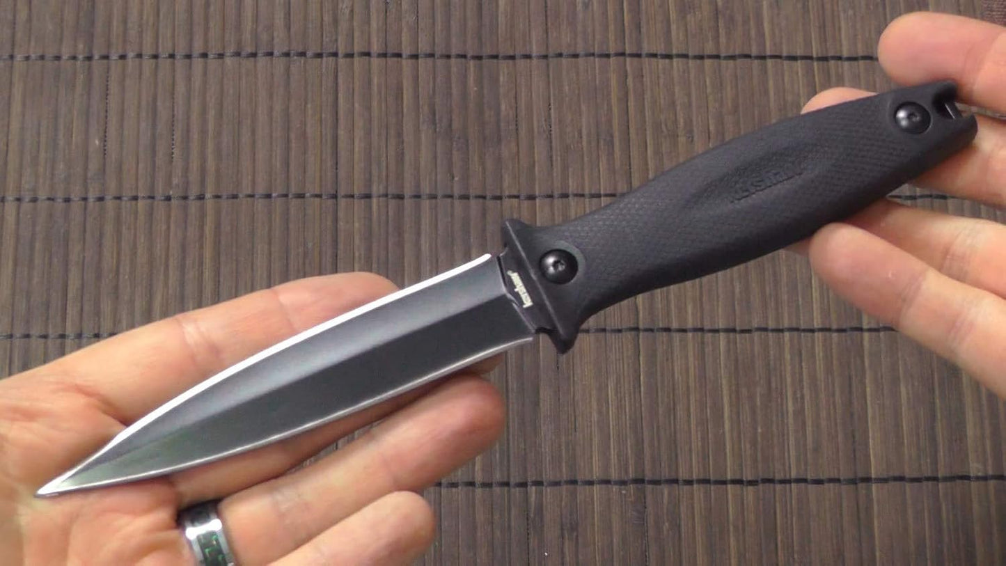 Kershaw Secret Agent (4007); Concealable Boot Knife with Strong Single Edge 8Cr13MoV Steel Blade; Arrives with Dual Carry Molded Sheath and Stealthy Non-Reflective Oxide Finish, 3 OZ