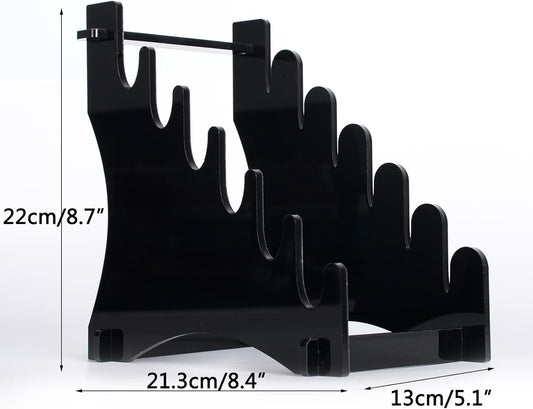 WANLIAN Dagger Stand Knife Display Stand,Acrylic Display Case Holds 6 Knives Display Hunting Knife,Dagger,Pocket Knife on Table (Black)