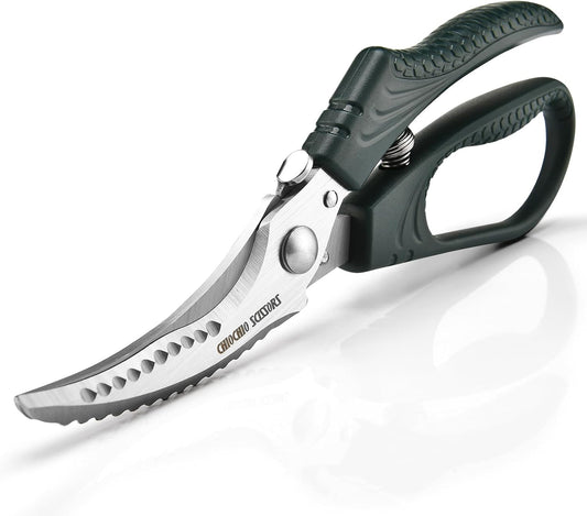 Poultry Shears,Heavy Duty Kitchen Shears with Anti-Slip Handle & Safety Lock,for Meat, Chicken, Bone, Turkey, Fish,Spring-Loaded, Dishwasher Safe