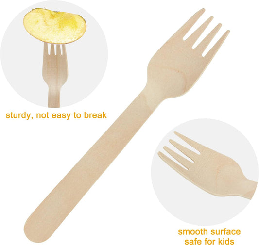 200 Disposable Knives - 6.5 Inch Long Wooden Cutlery - Biodegradable Silverware for Catering Formal Events, Parties, Picnics, Camping, Travel, Weddings, and Other Occasions