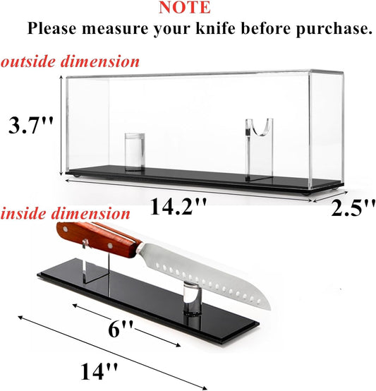 Tebery Acrylic Knife Display Case, Clear Military Pocket Knife Storage Box Stand, Knife Collection Showcase Stand with Removable Cover, Knife Case Holder for Home Decor