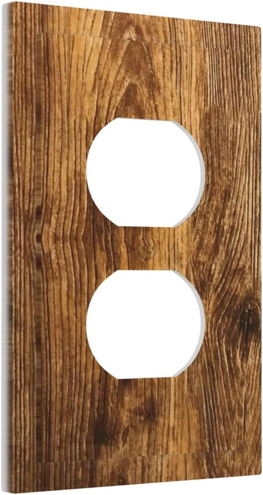 Vintage Brown Wooden Board Carved Mountain Forest Print Decorative Light Switch Cover 1 Gang Single Toggle Device Electrical Faceplate Switchplates Decorator Outlet Wall Plate for Farmhouse Bedroom