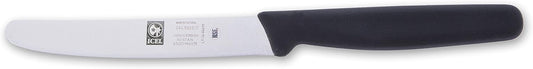 ICEL 4.25 Inch Straight Edge Round Tip Paring Knife, High Carbon German Stainless Steel Blade, Factory-Sharp Edge, Non-Slip Textured Blue Polypropylene Handle
