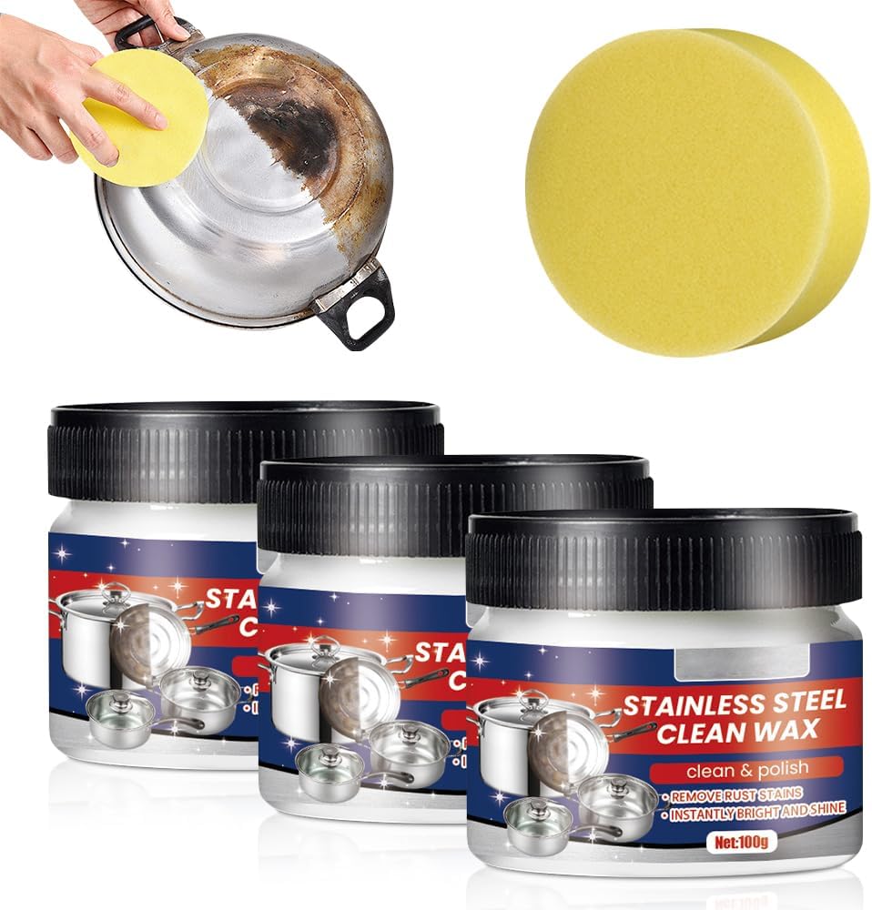 2025 New Premium Rust Remover for Kitchen and Home, Stainless Steel Scratch Remover for Appliances for Oven, Sink, Fridge & Cookware, Cleans Grease, Scuffs & Restores Shine (1)