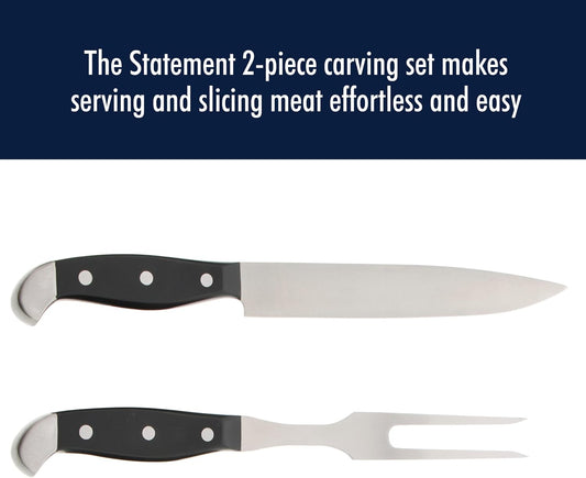 HENCKELS Statement Razor-Sharp 2-pc Carving Set, German Engineered Informed by 100+ Years of Mastery, Black/Stainless Steel