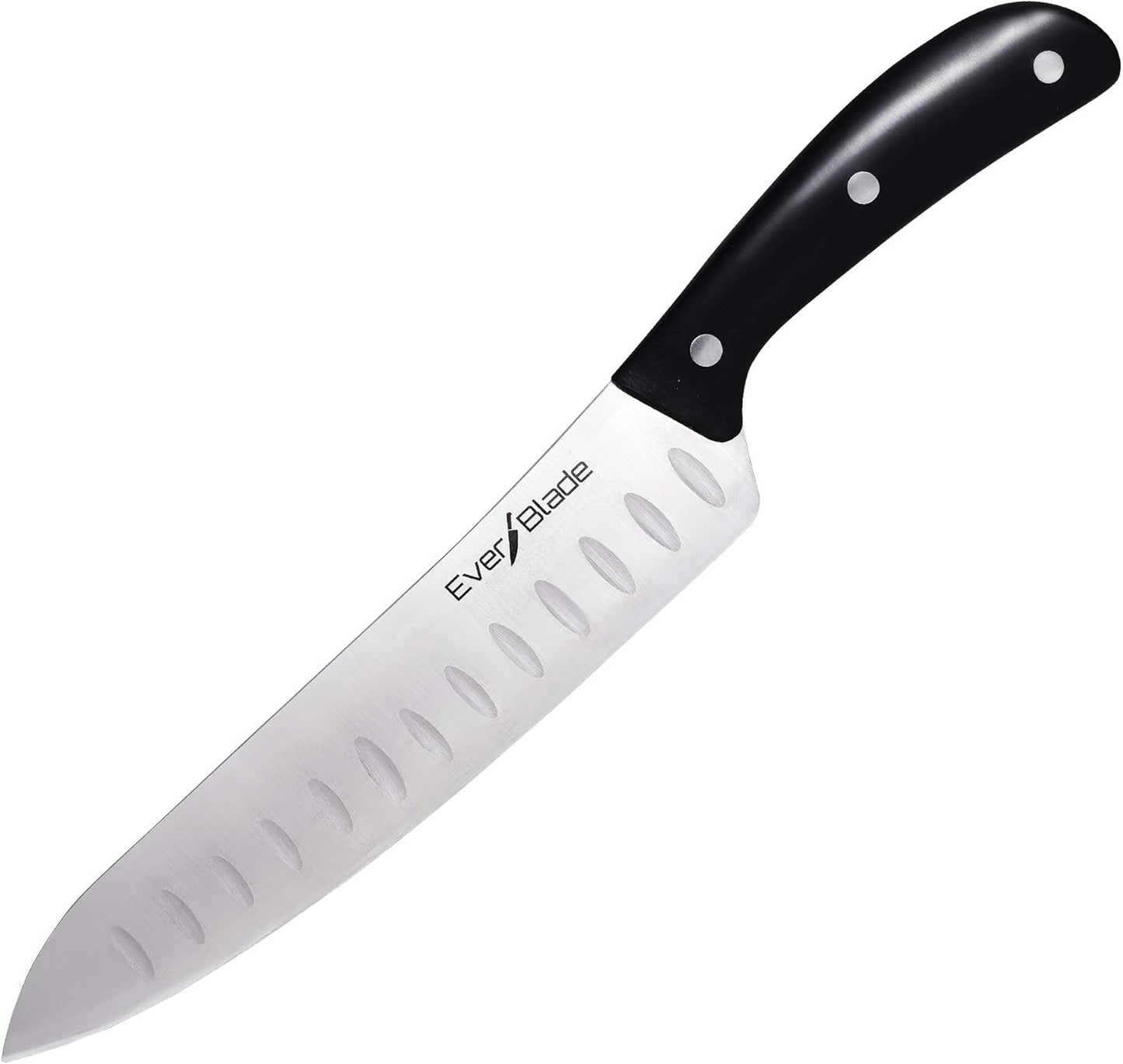 Ontel EverBlade Self Sharpening Professional Chef Knife, Deluxe Edition with Non-Stick Surface, German Steel Kitchen Knife in Knife Block with Convex Edge for Easy Slicing, Versatile & Durable