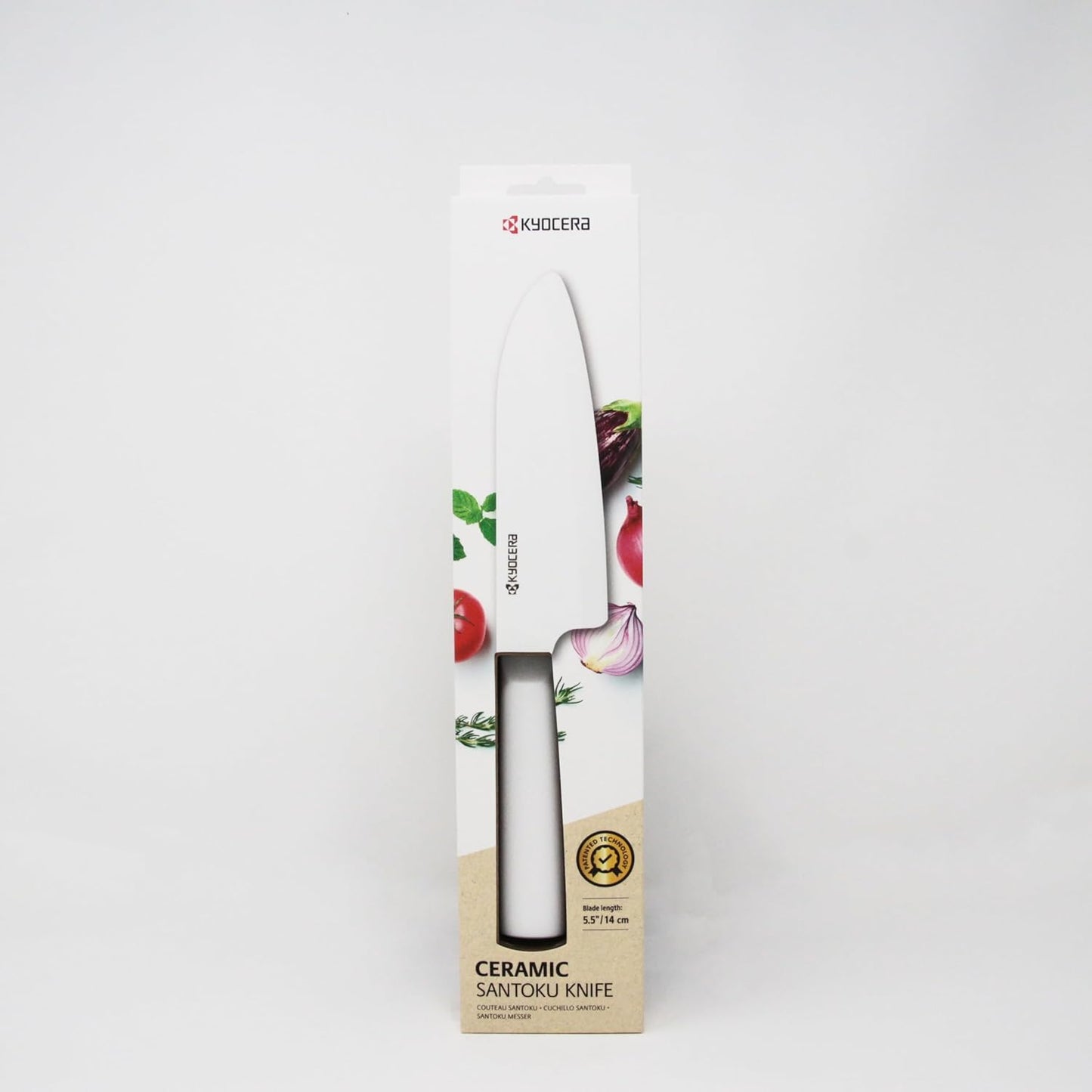 Kyocera INNOVATIONwhite 6" Ceramic Nakiri Knife - White Z212 Blade with Non-Slip Black Handle