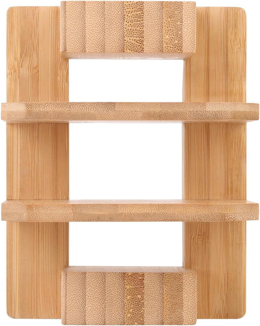 Donxote Bamboo Cutting Board Organizer Rack - Pot Lid, Baking Pan, Bakeware & Knife Holder, Cabinet and Countertop Storage Stand for Kitchen, Dish, Plate, and Cookbook
