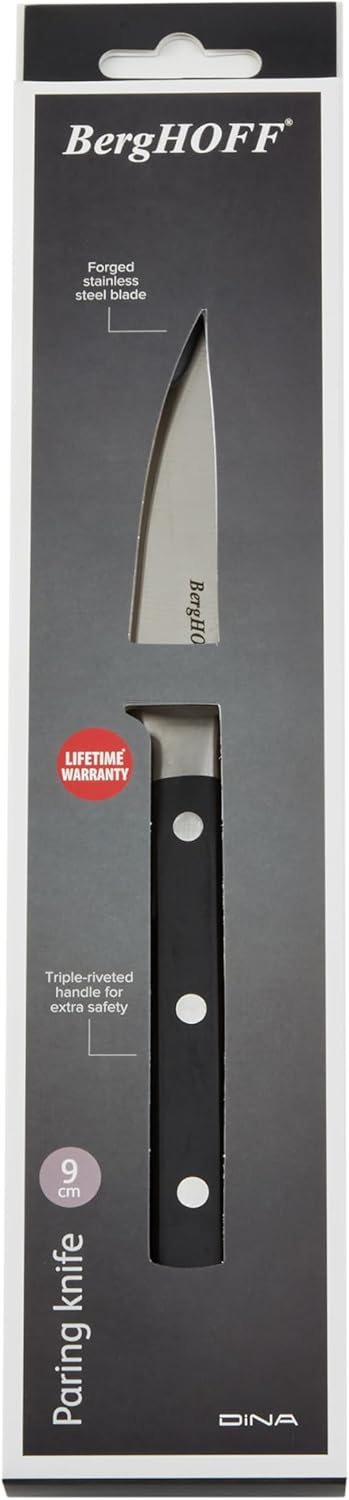 Berghoff DiNA Gene Stainless Steel Paring Knife 3.5in with Triple Rivets Handle Sharp Blade for Cutting Slicing Peeling Fruit Vegetable Fish