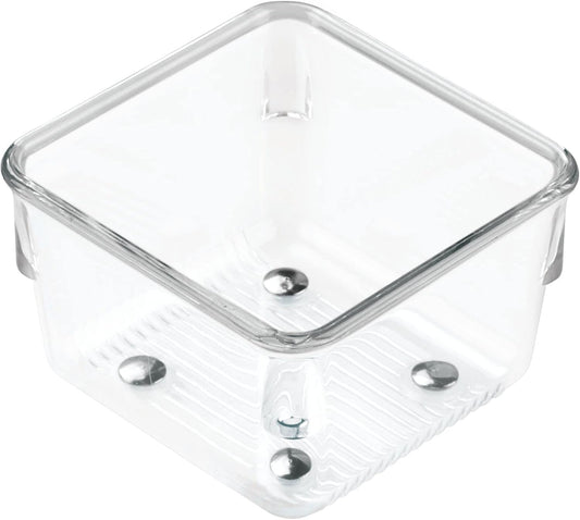 iDesign Utensil Holder and Silverware Organizer for Kitchen Utensils and Countertop Storage, The Linus Collection – Set of 2, 4" x 12" x 3", Clear