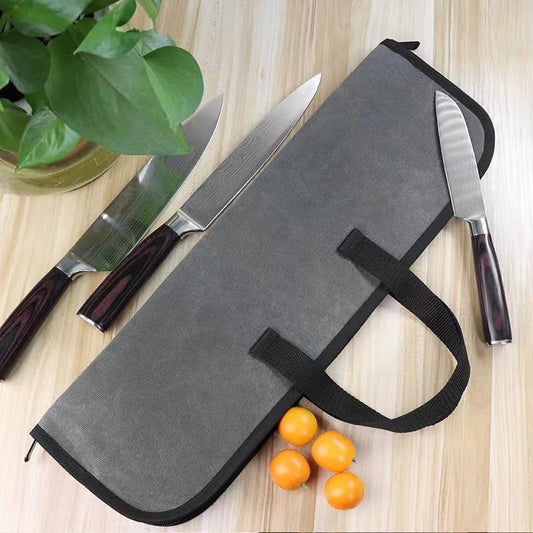 Knife Roll,Knife Bag,Knife Case,Waxed Canvas Chef Knife Bag,Portable Knife Roll Bag With 4 Slots Plus 1 Zipper Pockets Can Hold Home Kitchen Knife Tools,Heavy Duty Knife Bags For Chefs