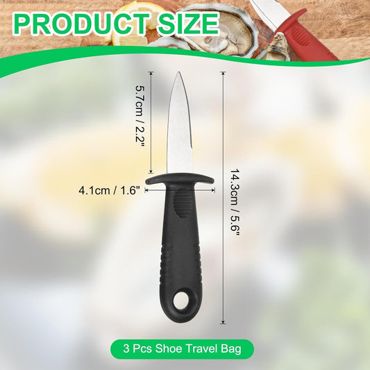 uxcell 3 Pcs Stainless Steel Oyster Shucking Knife, Oyster Shucking Shell Opener Knife Non-Slip for Shellfish Opening Seafood Restaurants Home Use, Red