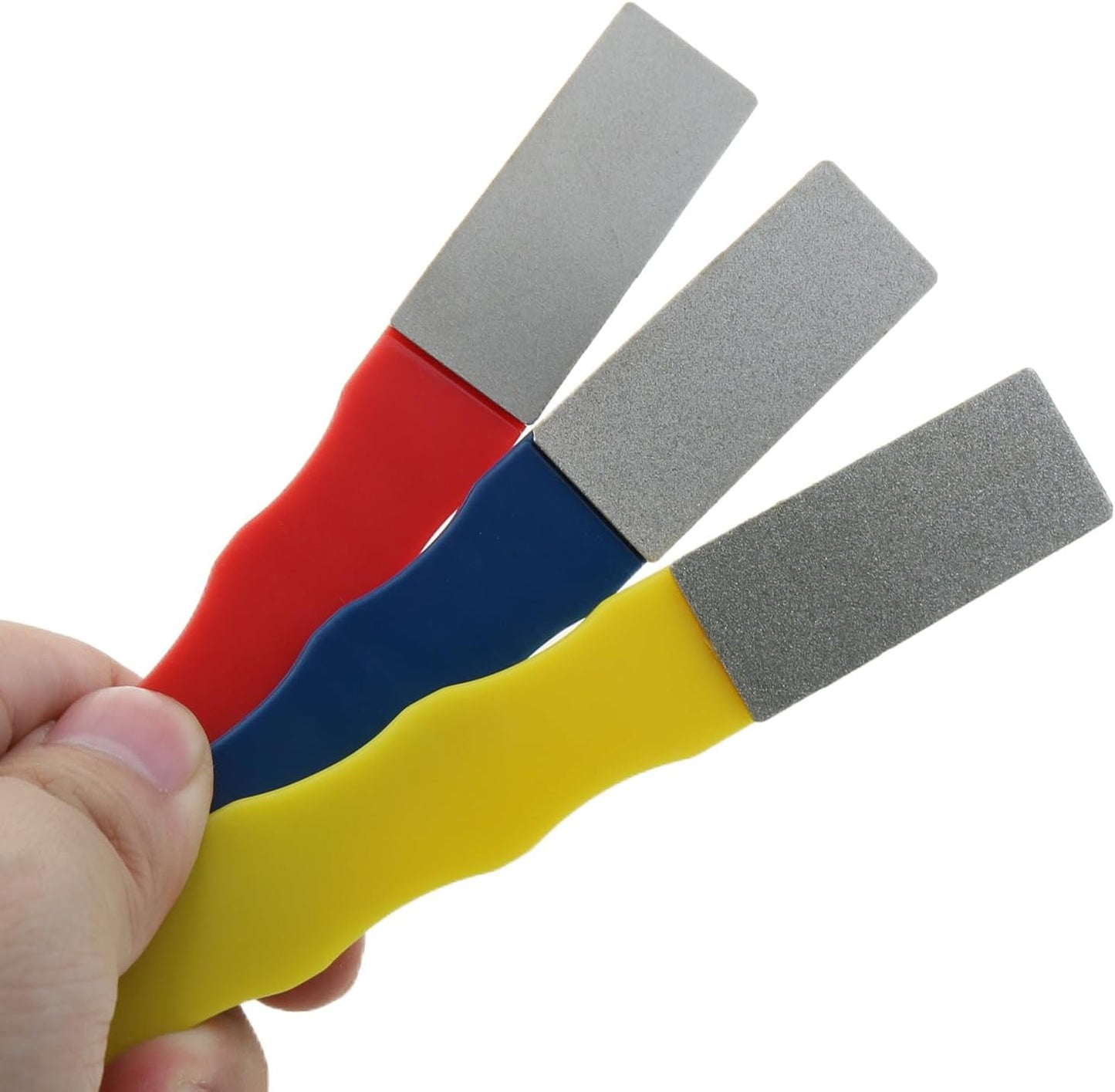 MEETOOT 3-Piece Diamond Sharpening Stone Set Color-Coded Diamond Sharpening Tools Flat Hand File Kit for Hunting, Outdoor