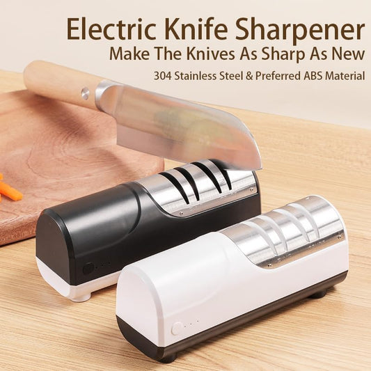 2-Stage Electric Knife Sharpener, Precision Fast, Fine&Crude Sharpening, Sleek Design, Easy to Use, Professional-Grade for Kitchen Knives (White)