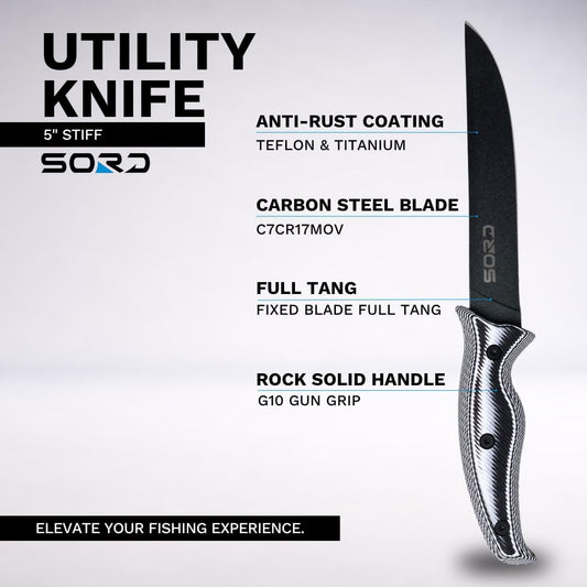 SORD Fillet Knife - 5-9" Filet Knives For Fish - Razor Sharp Boning Knife - Saltwater and Freshwater Fishing - Includes Kydex Sheath - Full Tang Blades | G10 Non Slip Grip | Corrosion Resistant