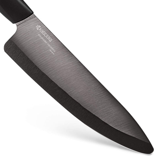 Kyocera Advanced Ceramic Revolution Series 6-inch Nakiri Vegetable Cleaver, Black Handle, White Blade