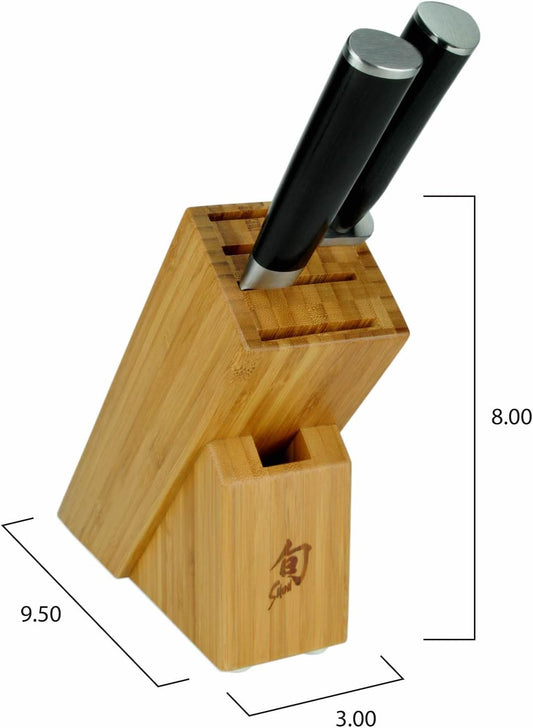 Shun Classic 7 Piece Essential Block Set, Includes 8" Chef, 3.5" Paring, 6" Utility, 9" Bread Knives & Herb Shears, Handcrafted Japanese Knife Block Set, Pakkawood Handles