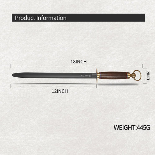 Professional Honing Rod, Black Carbon Steel, 12 Inch, Medium Grit Knife Sharpener with Storage Box NO.29 (12)