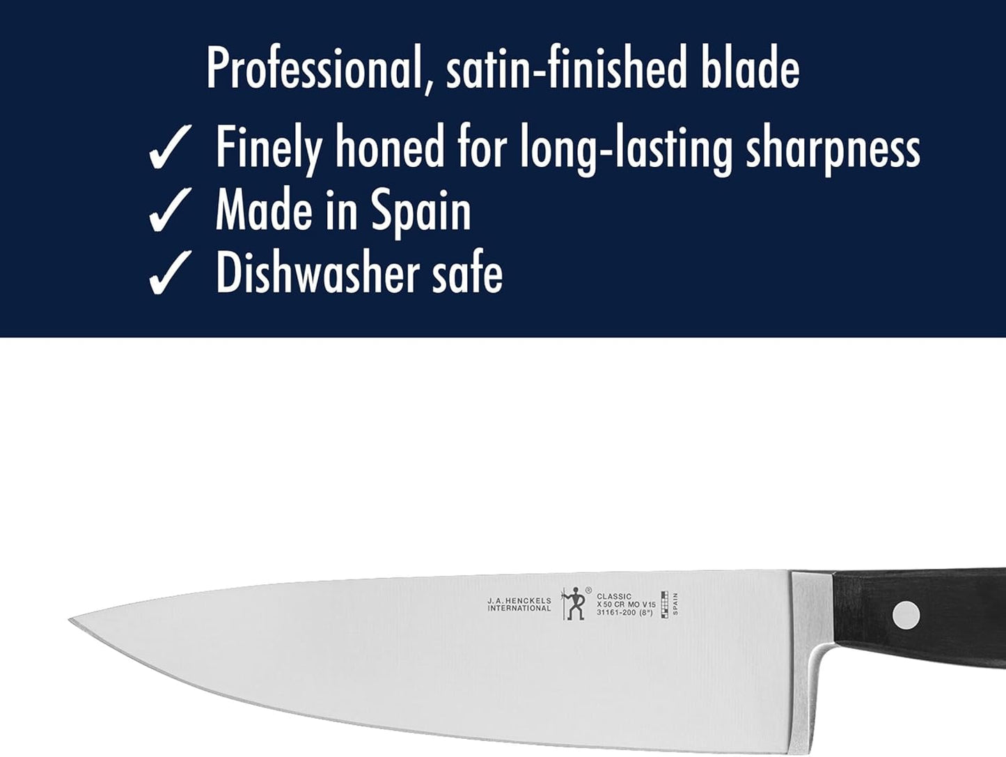 HENCKELS Classic Razor-Sharp 8-inch Chef Knife, German Engineered Informed by 100+ Years of Mastery