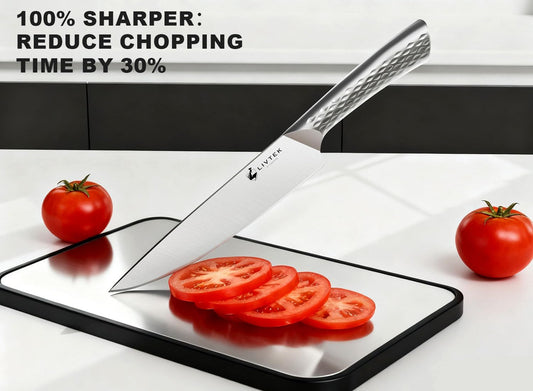 Livtek Kitchen Knife Set with Block: 15-Piece German Stainless Steel with Dual Sharpener for Cook Enthusiasts - Covers 95% Kitchen Tasks - Silver Full-Tang Ergonomic Handle, Dishwasher Safe, Gift Box