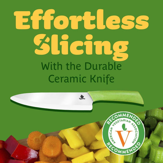 Ceramic Knife Set with Ergonomic Handle, Non-Reactive and Professional Chopping Knife Featuring Sharp, Rust-Proof Blades for Cutting Vegetables & Fruits, Durable Ceramic Kitchen Knives Set 6” & 4”