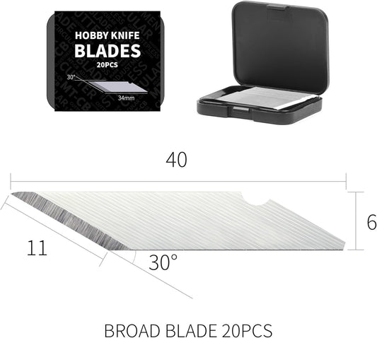 Dspiae Aluminium Alloy Hobby Knife Set,20 PCS Blades With Storage Case, Broad Blade(DK01) Narrow Blades(DK02) (DK02)