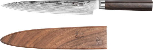 Cangshan HAKU Series 12-Inch Sashimi Knife with Sheath, Forged X-7 Damascus Steel, 501127