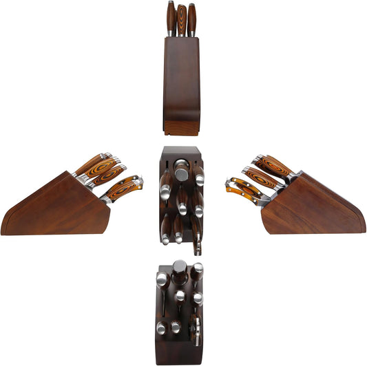 MSY BIGSUNNY Knife Block Set 17-piece Knife Set with Wooden Block - German Steel Perfect Cutlery Set Gift