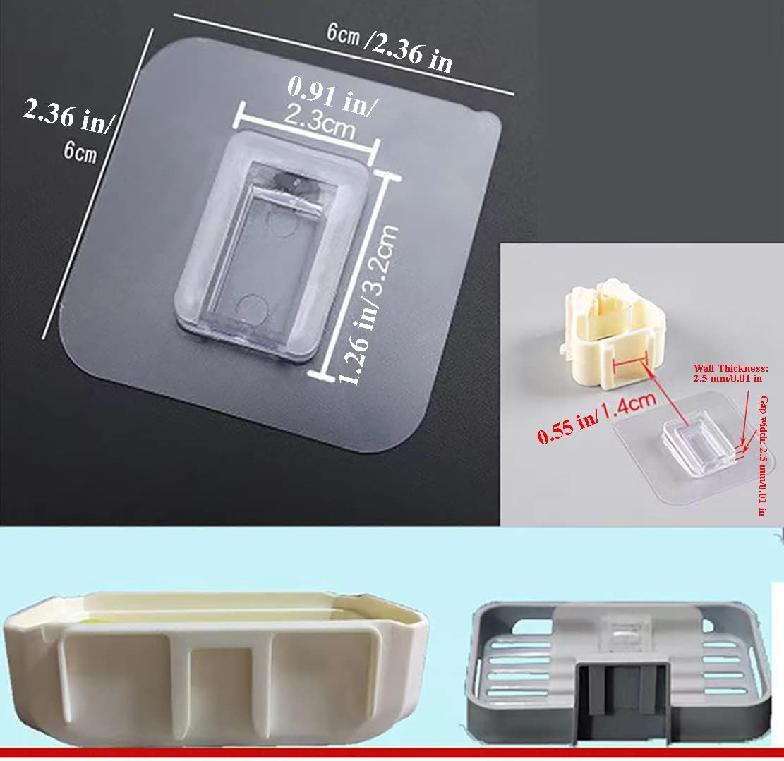 12 PCS Wall Mounted Replacement Sticky pads for Kitchen Bathroom Shower Caddy Organizer Rack Holder Nail Free Adhesive Hooks (Square)