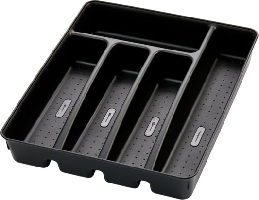 madesmart Silverware Tray, 5 Compartment Flatware Organizer for Forks, Knives & Spoons, Durable Drawer Organizer, Granite