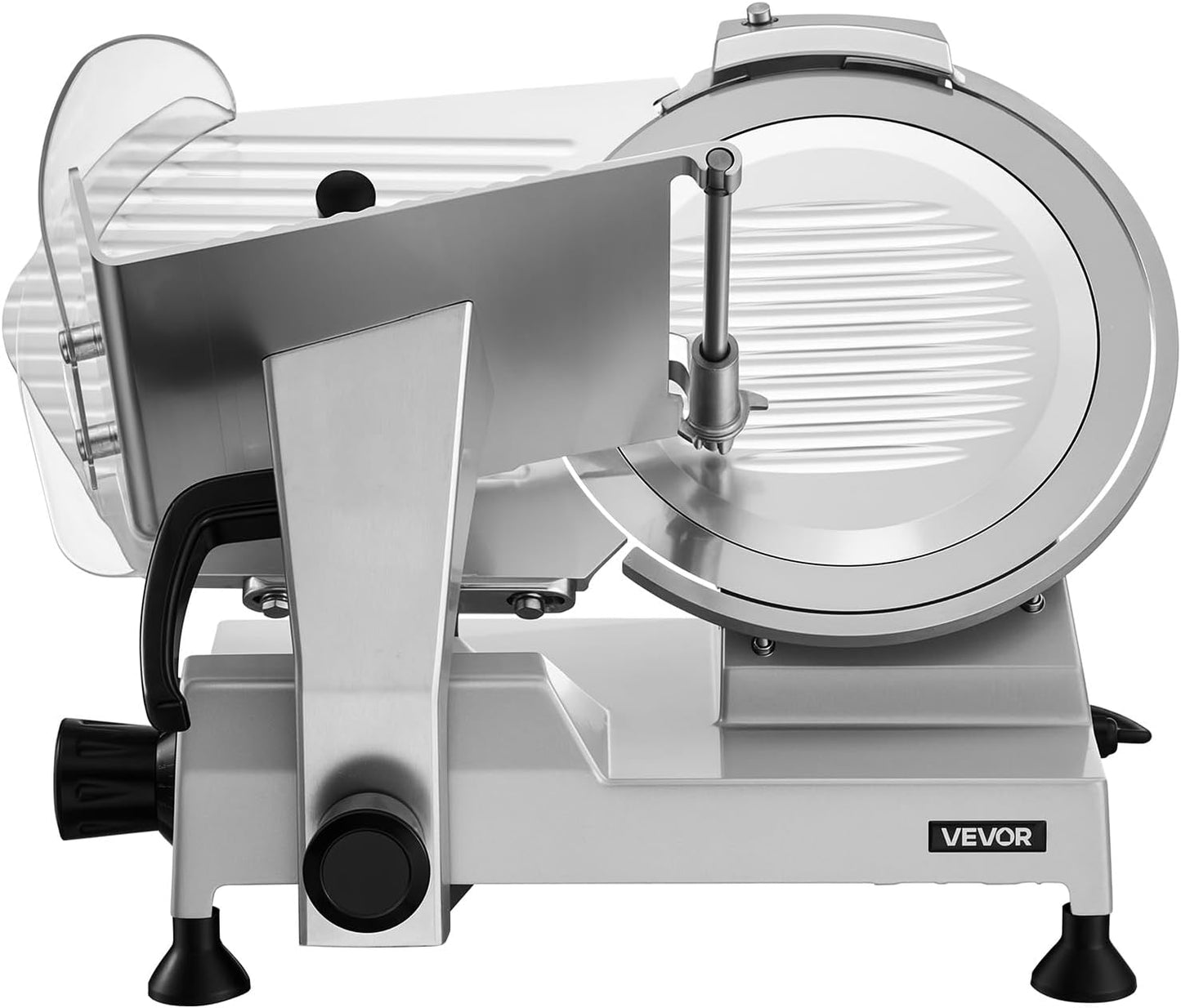 VEVOR Fully Automatic Meat Slicer, 180W + 370W Commercial Food-Slicer with 10" Carbon Steel Blade, Built-In Sharpener & 0-0.3" Adjustable Thickness for Frozen Meat, Ham, Baguett, Steak