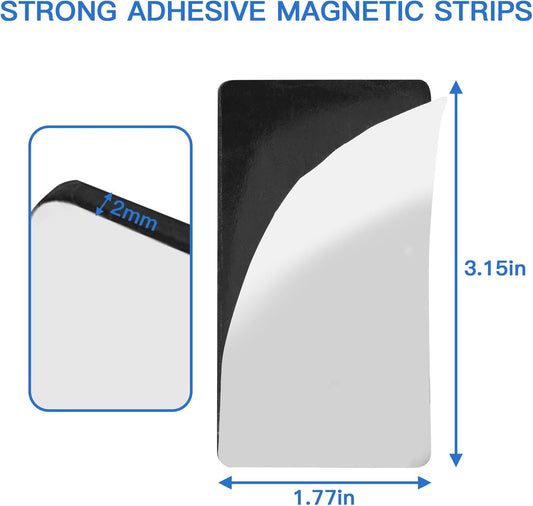 Magnetic Strips with Strong Adhesive Backing (5.9 x 2.35 inches) Magnetic Tape with Adhesive Backing Heavy Duty Magnet Strips for Refrigerator Whiteboard, Most Surface (150 x 60 x 2 mm, 2 pcs)