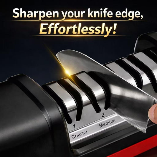 4-Stage Electric Knife Sharpener, Heavy Duty Knife Sharpener with 20° Precision Angle for Straight, Serrated & Ceramic Knives, 100% Diamond Abrasive, Resin Polishing
