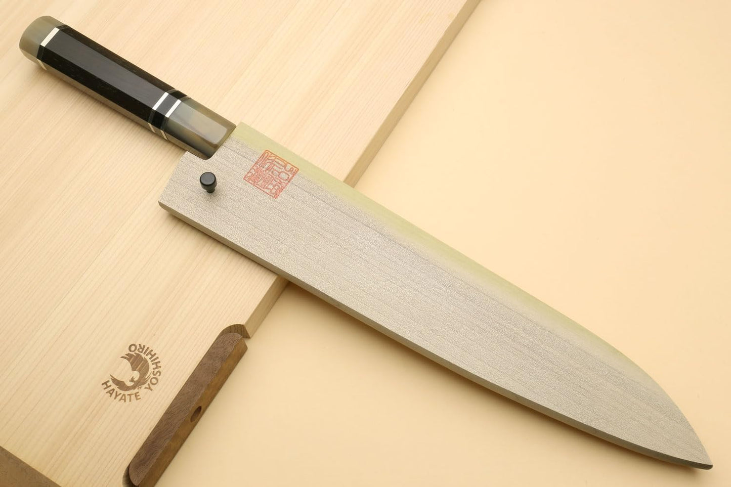Yoshihiro HAP40 High Speed Stainless Steel Gyuto Chefs Knife Triple Ring Ebony Handle (8.25'' (210mm))