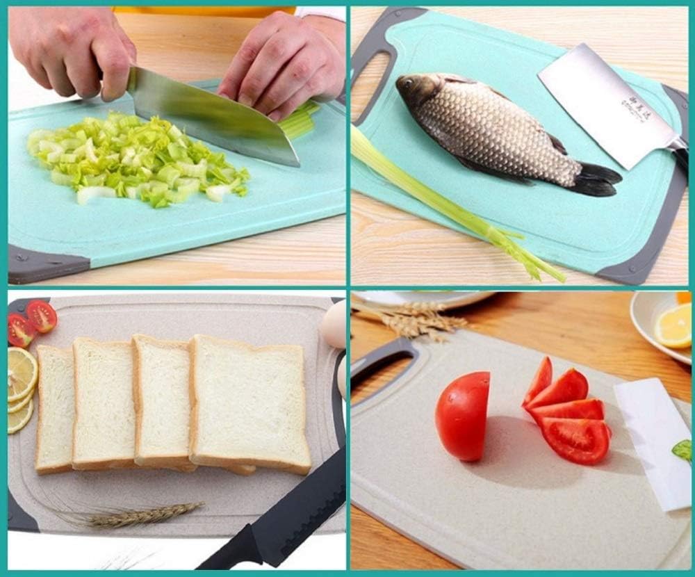 FLYINGSEA Cutting Boards For Kitchen, Anti-Skid Eco-Wheat Straw Cutting Board Set (3 Pcs), Dishwasher Safe (light brown)