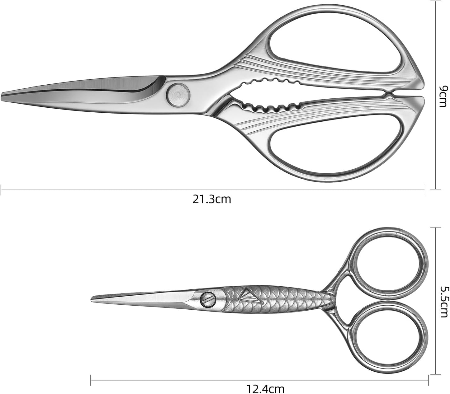 Kitchen Scissors Heavy-Duty Forged in One Piece From 4cr14 Stainless Steel – Ultra-Sharp Multi-Function with Bottle Opener & Nut Cracker, 8.5 Inch