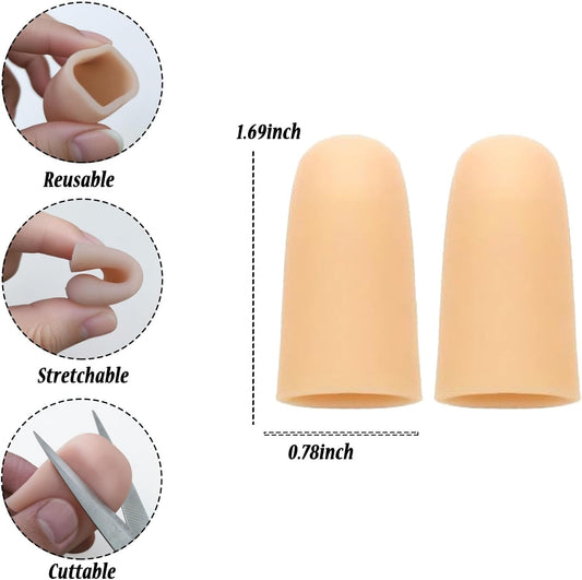 Gel Finger Cots Protectors, Silicone Fingers Covers Bandages Caps Sleeves for Fingertip Thumb Protection, Ideal for Trigger, Arthritis, Cracking, Blisters, Callus, Hangnail & Pain Relief