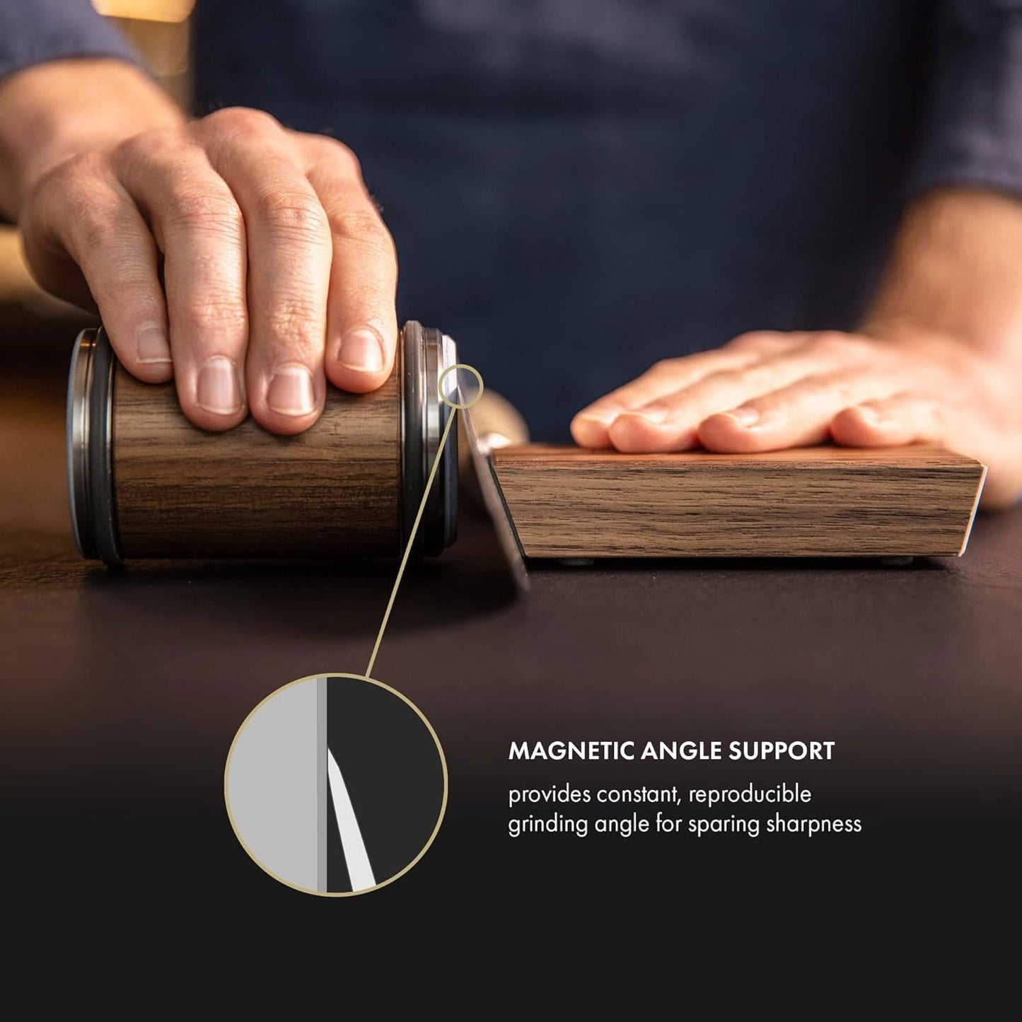 Rolling Knife Sharpener Tool, Roller Edge Countertop Knife Sharpener Kit Set Industrial Diamond Kitchen Knife Stone Set for Steel of Any Hardness and Two Grinding Angles of 15° and 20° (brown)
