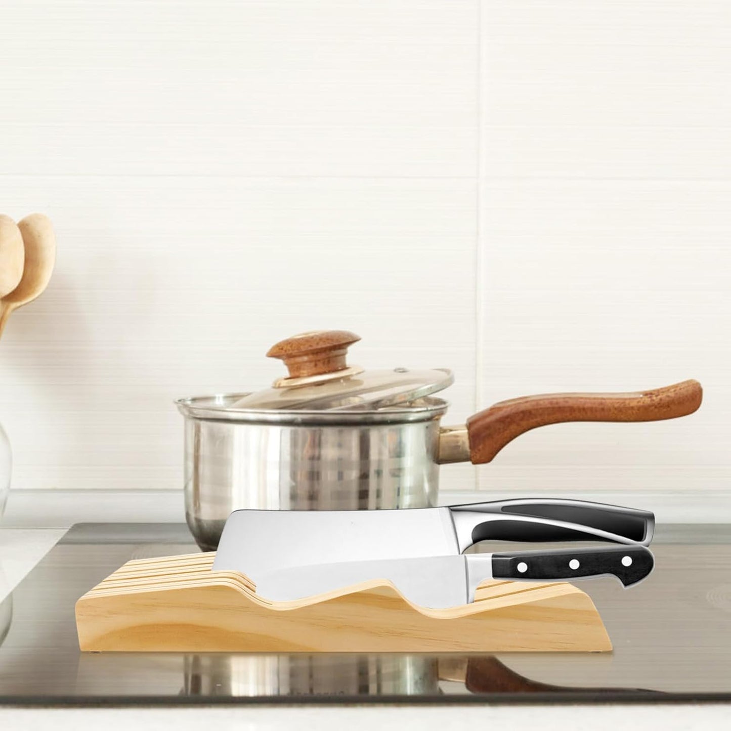 PRETYZOOM Drawer Style Knife Storage Rack Home Knives Block Organize Your Kitchen