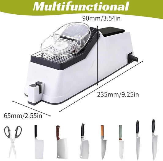 Besyner Sharp Pro Double Sided USB Electric Knife Sharpener, Fast & Safe, with Replacement Grinding Tools, for Kitchen Knives & Scissors