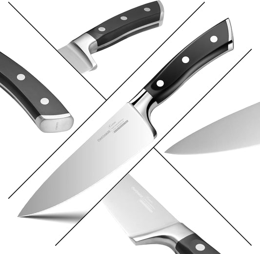 OAKSWARE Chef Knife, 6" Cutting & Cooking Kitchen Knife - High Carbon German Steel Razor Sharp Knives Professional Meat Knife with Ergonomic Handle