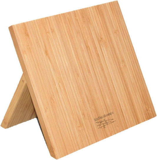 Magnetic Knife Block + Cutting Board - Knife holder and Storage Rack + Bamboo Butcher Block. Chopping board Meats, Cheese, Veggies (10"x 10") Kitchen Décor (Natural Bamboo, Without Knives)