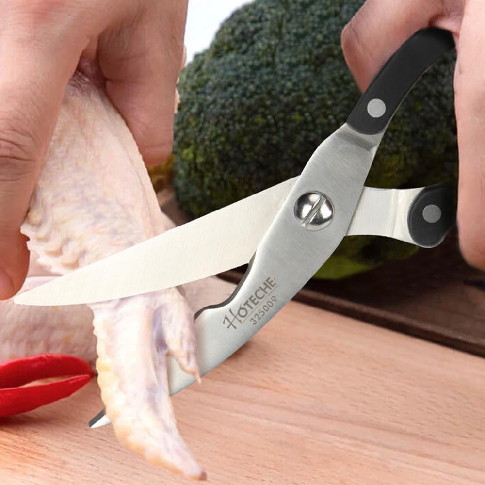 Hoteche 10-Inch Poultry Shears – Heavy Duty Kitchen Shears for Cutting Chicken, Meat & Bones – Stainless Steel Professional Kitchen Scissors with Non-Slip Handle