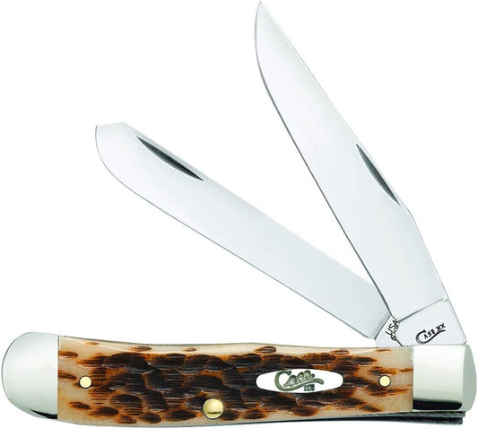 Case WR XX Pocket Knife Amber Bone Trapper Peachseed Jig W/Clip Item #6540 - (6254C SS) - Length Closed: 4 1/8 Inches