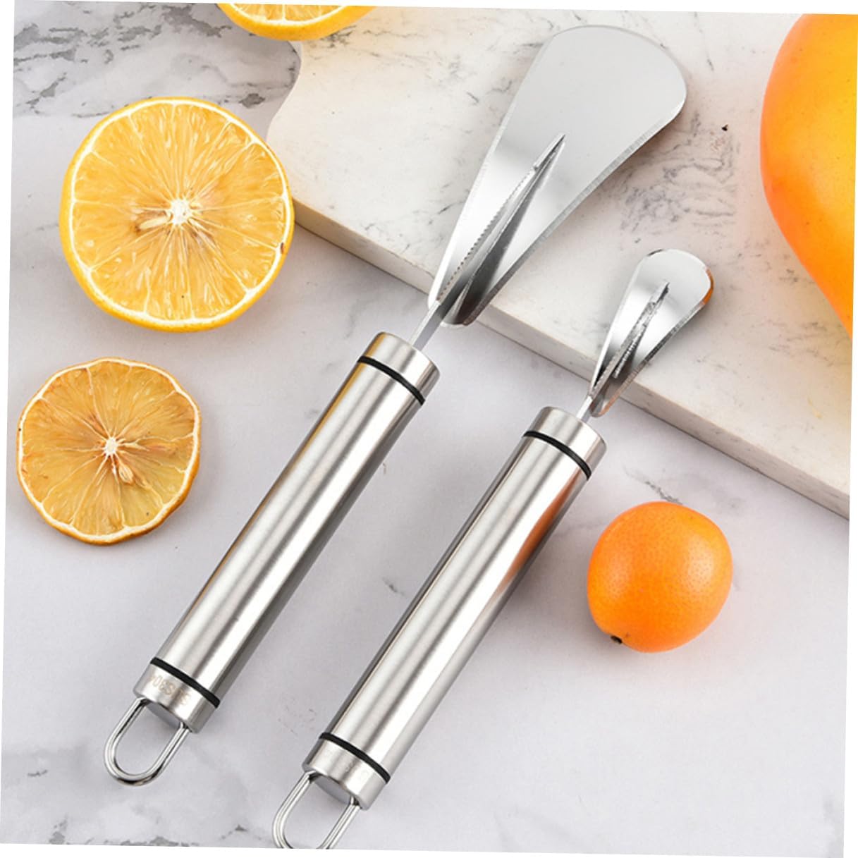 YARNOW 2pcs Orange Peeler and Grapefruit Knife Set Stainless Steel Citrus Peeling Tool Kitchen Accessory for Home Fruit Preparation