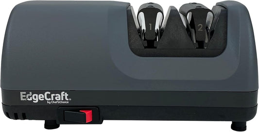 EdgeCraft E120 Electric Knife Sharpeners for 20-Degree Straight and Serrated Knives Diamond Abrasives Precision Angle Control, 3-Stage, Gray