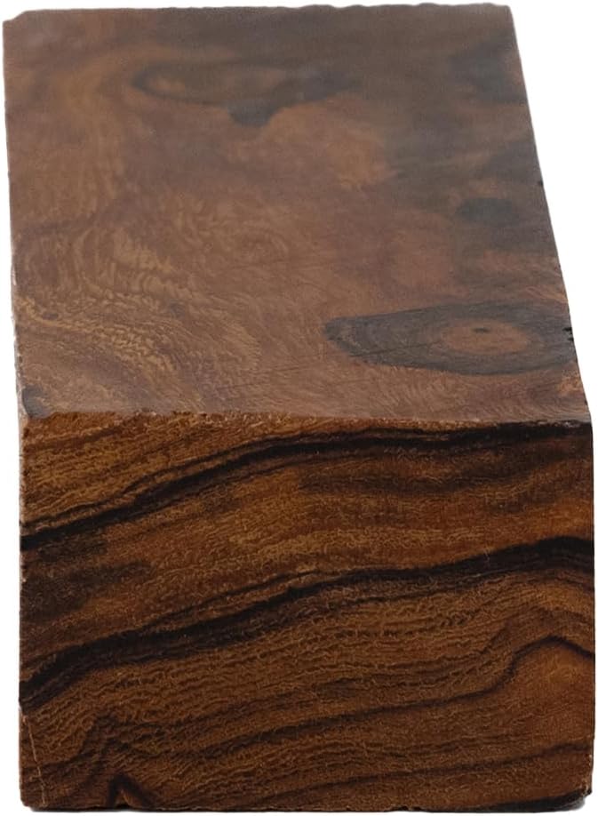 IECAP LLC Desert Ironwood Blanks (Burl Ball Pattern) — Grade A, Pack of 1 — Ironwood Blocks — Exotic Hardwood Lumber for Carving, Turning & DIY — Unfinished Wood Crafts — 5 1/8 x 1 3/4 x 1 1/4 in