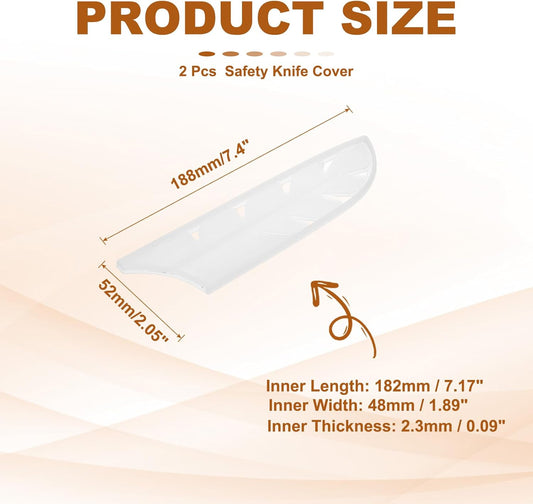 PATIKIL ABS Safety Knife Cover Sleeves for 7" Santoku Knife, Universal Chopping Edge Guard Blade Protector Sheath for Kitchen Bar, White, 18.2cm L, Pack of 4
