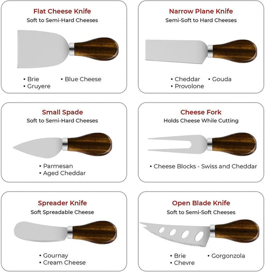 Cheese Butter Spreader Knife Set, Charcuterie Board Accessories Utensils,Stainless Steel with Walnut Wood Handel, Mini Serving Tongs Spoons Forks Set