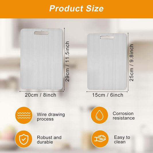 Titanium Cutting Board Set of 3, Upgraded 100% Pure Titanium Cutting Boards for Kitchen, Double Sided Food Grade Non Stick Chopping Cutting Boards for Cutting Meats Fruits Vegetables (3Pcs-S+M+L)